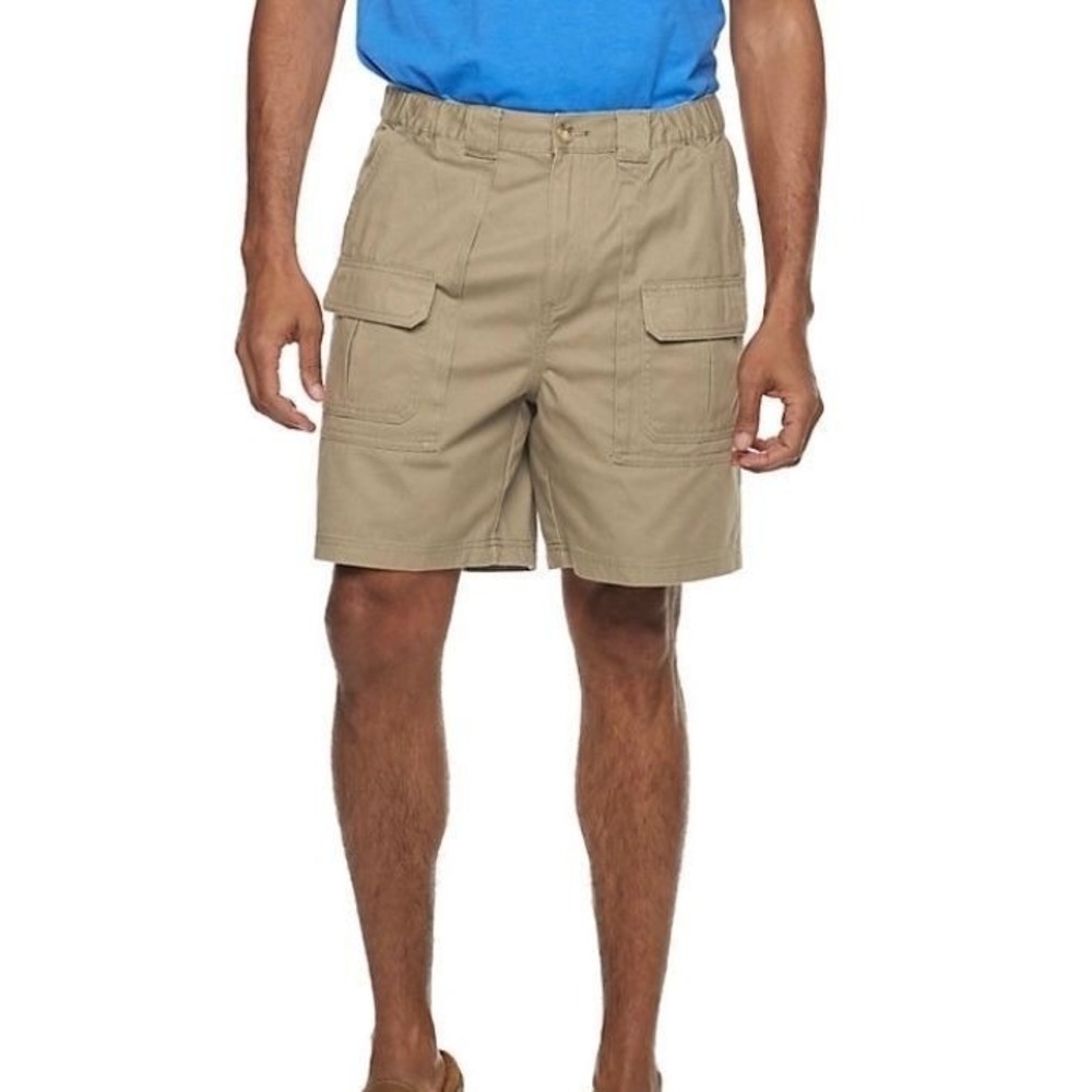 Mens Croft and Barrow NWT 7.5" Elastic Side Cargo Shorts in Khaki